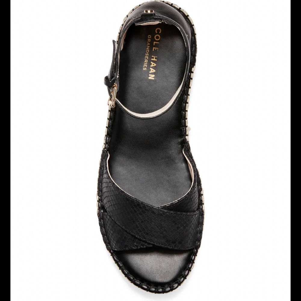 COLE HAAN CLOUDFEEL ESPADRILLE BLACK PYTHON SANDAL - Picture 5 of 9